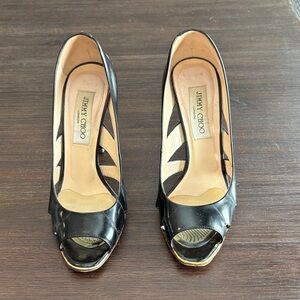 Jimmy Choo Black Peep-Toe Heels